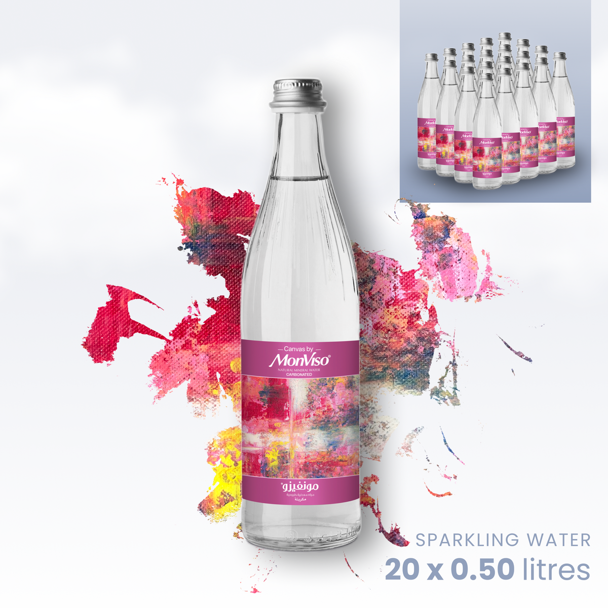 0.5 L x 20 Canvas by MonViso Sparkling Natural Mineral Water